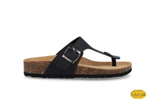 Bionatura Infradito Uomo in Pelle Crazy Horse Con Fibbia, Vibram - CHNR (Nero)