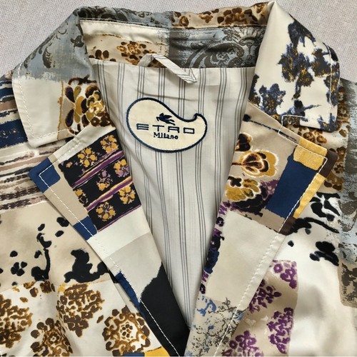 Etro Beige Blue & Black Satin Floral Paisley Blazer Size 6/42 - Picture 6 of 10