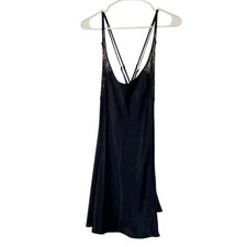 VICTORIA'S SECRET Women's L Black Mini Slip Dress Babydoll Lingerie Lace Y2K