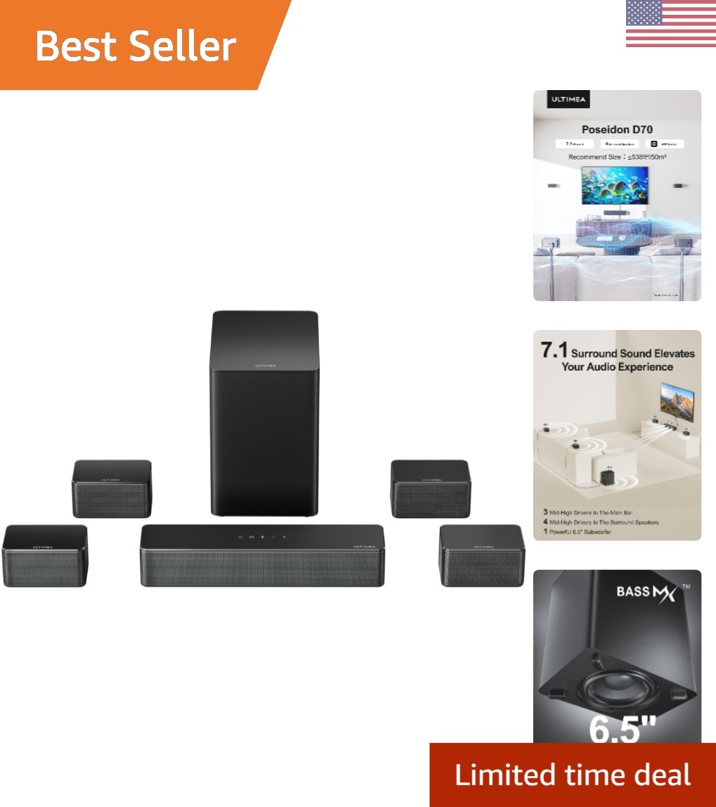 410W Poseidon D70 7.1ch Soundbar with Bluetooth - Ultimate Surround Sound System