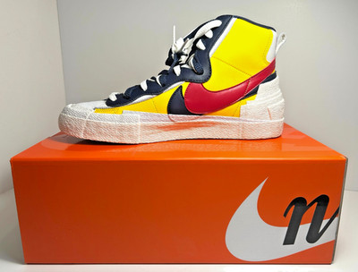 NIKE x SACAI Blazer Mid Varsity Maize /Varsity Red Mens 9 Sneakers NEW in BOX