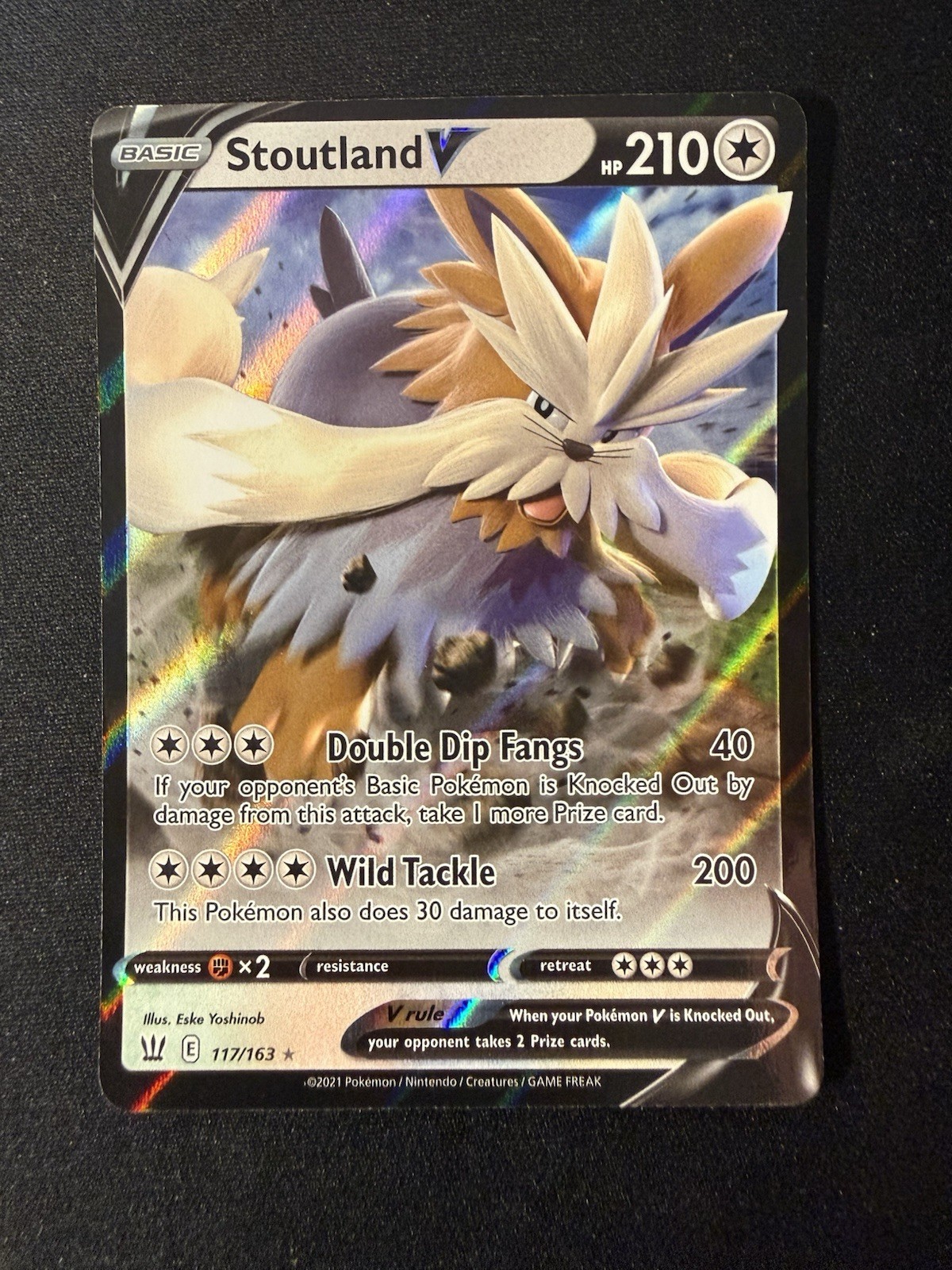 Stoutland V - 117/163 - Pokemon Battle Styles Sword & Shield Ultra Rare Card NM