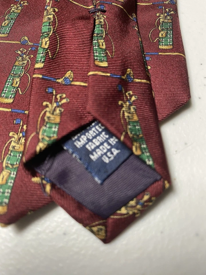 Vintage Jack Nicklaus 100% Seda Gravata de Golfe Bolsas de Golfe Tacos Gravata Fabricada nos EUA PGA - Imagem 3 de 4