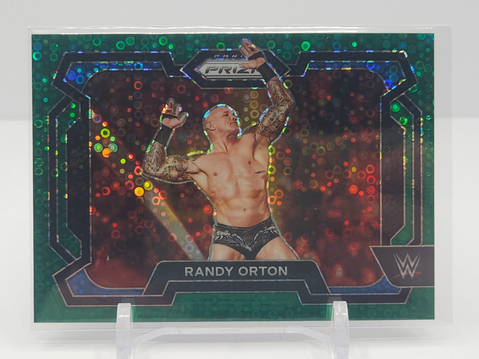 RANDY ORTON 2024 PRIZM WWE GREEN DISCO UNDERCARD PRIZM! #10/49!