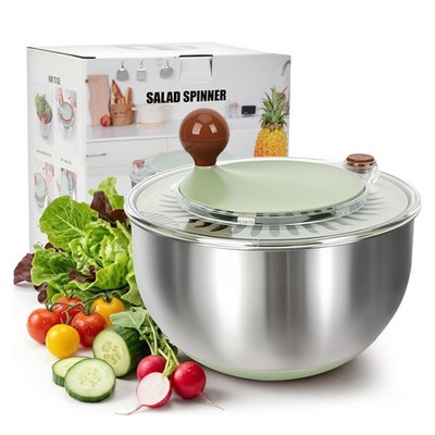 5L Salatschleuder Edelstahl Salattrockner Gemüseschleuder Gemüsetrockner Spinner