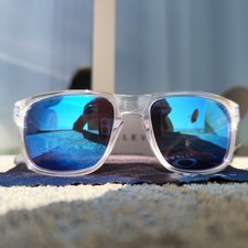 NEW Oakley HOLBROOK SUNGLASSES Clear Frame 9102  Blue Sapphire Lens