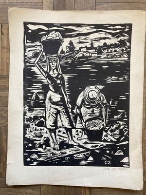 Xylography by Jose Cziffery, 1955 - Club de Grabado de Montevideo. Signed.