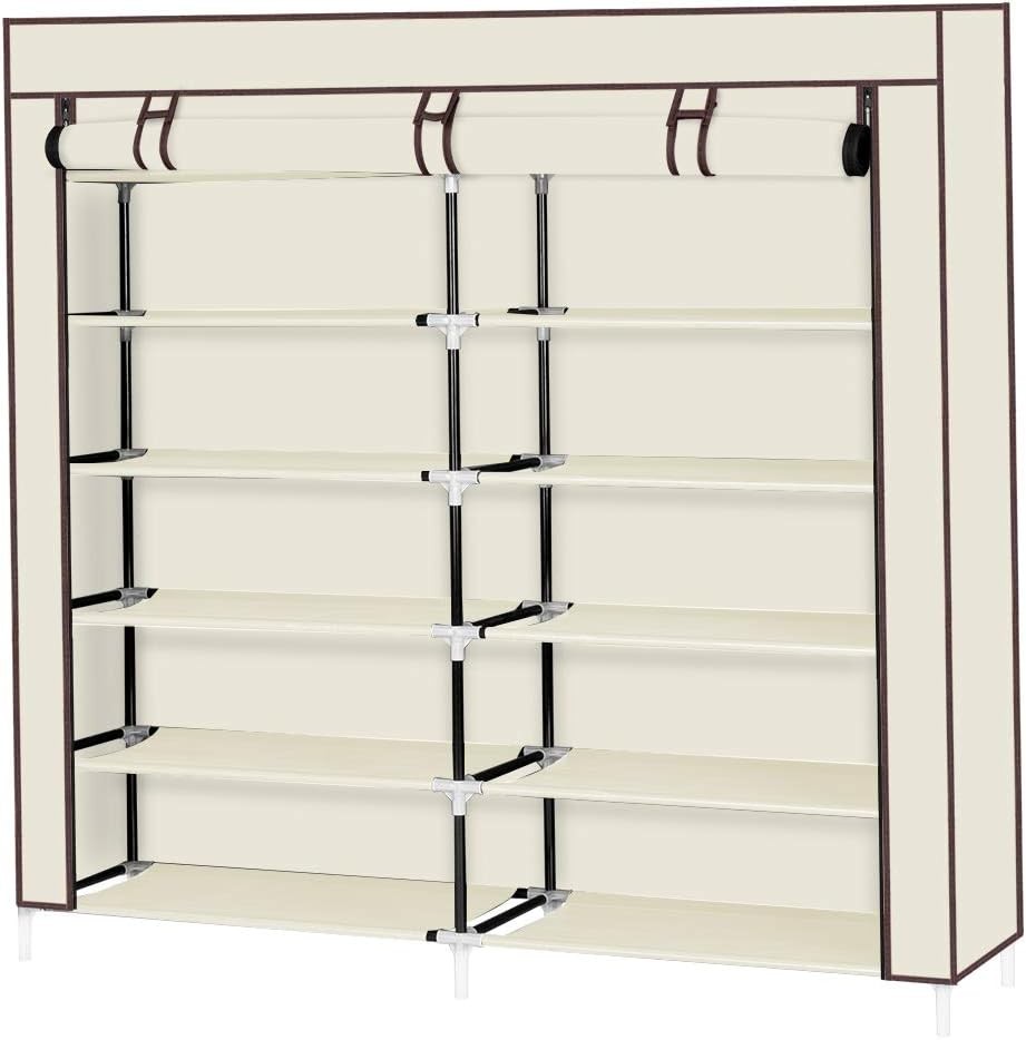 6-Tier Shoe Rack with Dustproof Cover – Freestanding Storage Cabinet for Shoes