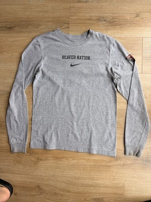 Nike Beaver Nation Long Sleeve T Shirt Grey Oregon State Beavers NCAA Small