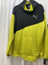 Puma Light Jacket Boys Size Large Black Yellow Full Zip Up