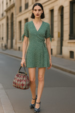 REFORMATION Viscose FLORAL Print TIE Sleeve WRAP Venezuela SAMMY MINI Dress L