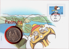 Numisbrief USA 2001 - 50 JAHRE PEANUTS mit 1Dollar-M&uuml;nze
