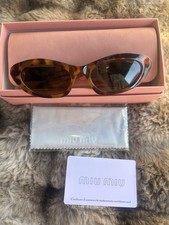 Miu Miu Tortoise Shell Cat Eye Women's Sunglasses Brown Plastic Frame w/ Case