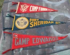 Lot of 3 WW2 WWII Military US Army Camp/Fort Felt Pennant Flags