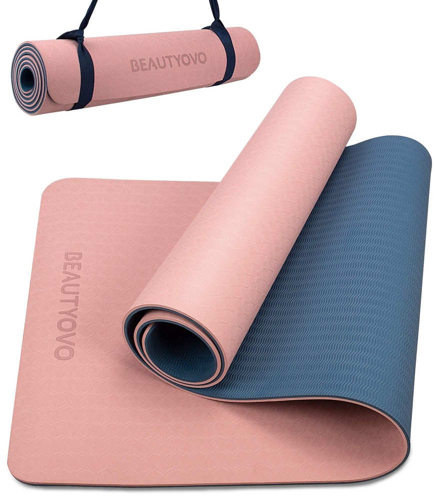 Extra Thick 1/3 Inch Non-Slip Yoga Mat with Strap Professional Double-Sided