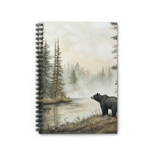 Black Bear Forest Scene Spiral Notebook - Ruled Line