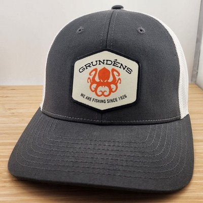 Grundens Trucker Hat Cap, Octopus Hexagonal Patch, We Are Fishing, Snapback  