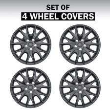 Auto Drive 16 Inch Black Hubcap Wheel Covers - Set Of 4 - Fits Most Cars