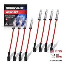 Spark Plug Ignition Wire Set Compatible with Chevy GMC 8 Red Wire Sets