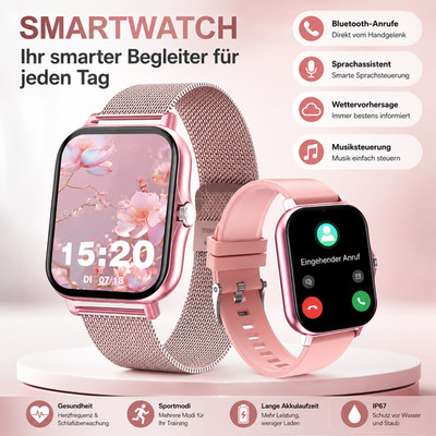 2026 Smartwatch Bluetooth Anruf Fitness Tracker Herzfrequenz Android iOS HW12