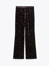 Zara The Charlotte Velvet Pants Sz Medium Floral Trouser