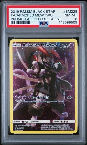 2019 POKEMON SM FALL 2019 COLLECTOR CHEST FULL ART/ARMORED MEWTWO PSA 8
