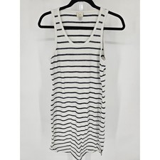 A New Day Womens Sz S Knee Length Shirt Dress Black White Striped Sleeveless