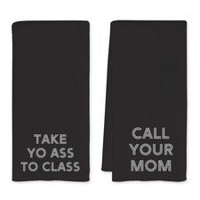Funny Your Mom Black Kitchen Towels College Student Gifts Dish Tea Towels for...