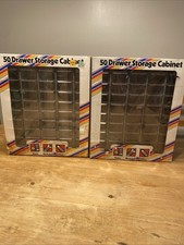 2 VTG Akro Mils Model 10-350 50 Drawer Plastic Parts Cabinet Wall Mount Damage