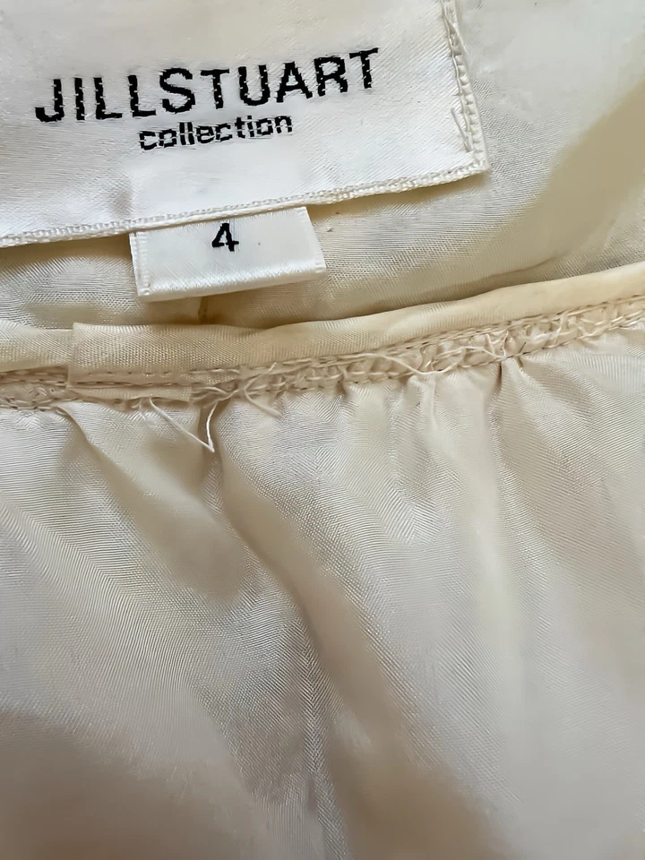 Vestido Jill Stuart 100% Seda Tienda Talla 4 Neutrales Volantes Cuello Halter Elegante y Raro Foto 4 de 4