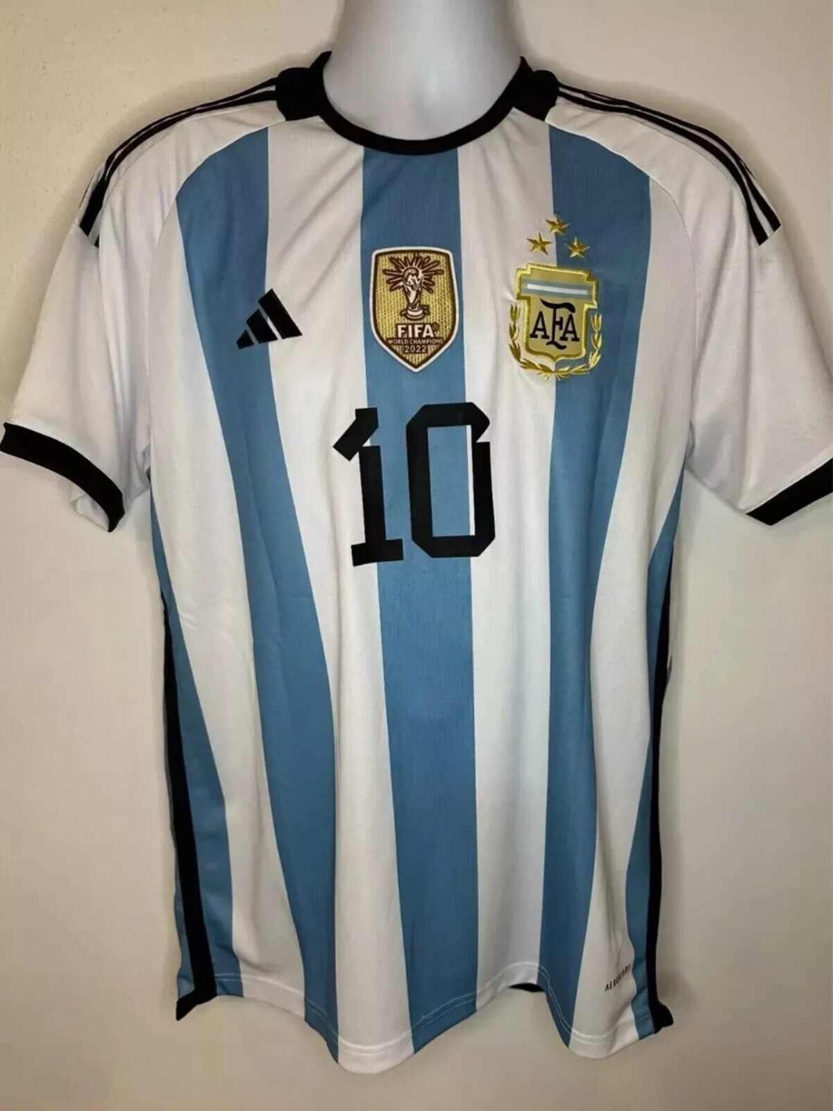 2023 Argentina #10 Messi 3 STAR Home Authentic IV5786 Players Version!