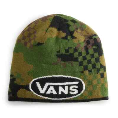 Vans Kids Skoval Green Multi Camo Reversible Beanie Hat