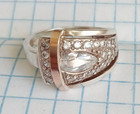Gold 375 test Women Jewelry size 7 Vintage Ring White stone Sterling Silver 925