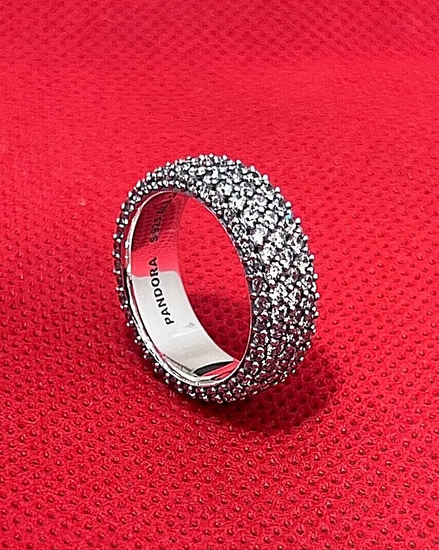 PANDORA ELEVATED RED HEART RING,, S925 ALE STERLING SILVER.