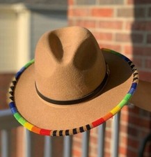 Beige African Fedora Hats/ Masai Hats/ Beaded Hats/ Fedora/ Summer Ha