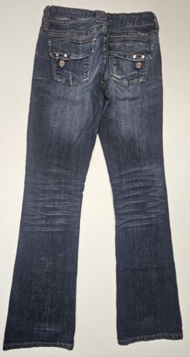 Pantalones de mezclilla Roxy para mujer 5 Bootcut 26x31 lavado oscuro tiro bajo - Imagen 3 de 13