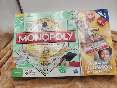 New Sealed 2009 Monopoly Championship Edition Includes Trophy Hasbro