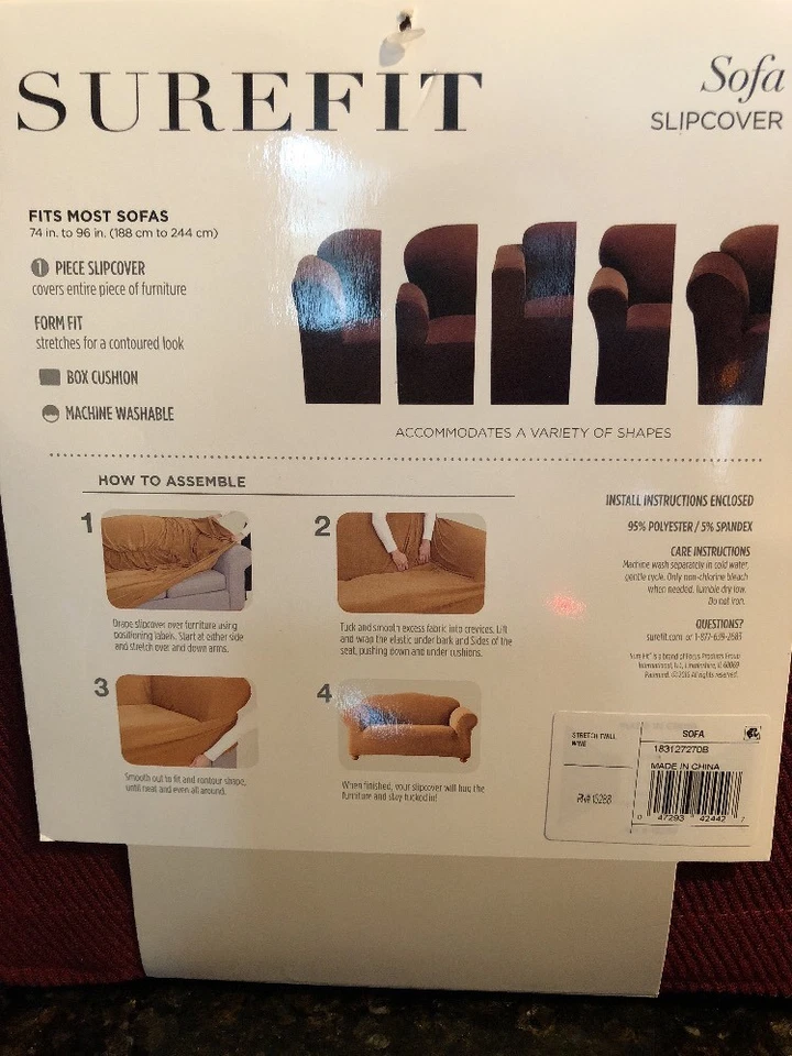 Capa para Sofá Sure Fit One Piece Sarja Elástica - Cor: Vinho - Nova em folha - Imagem 3 de 3