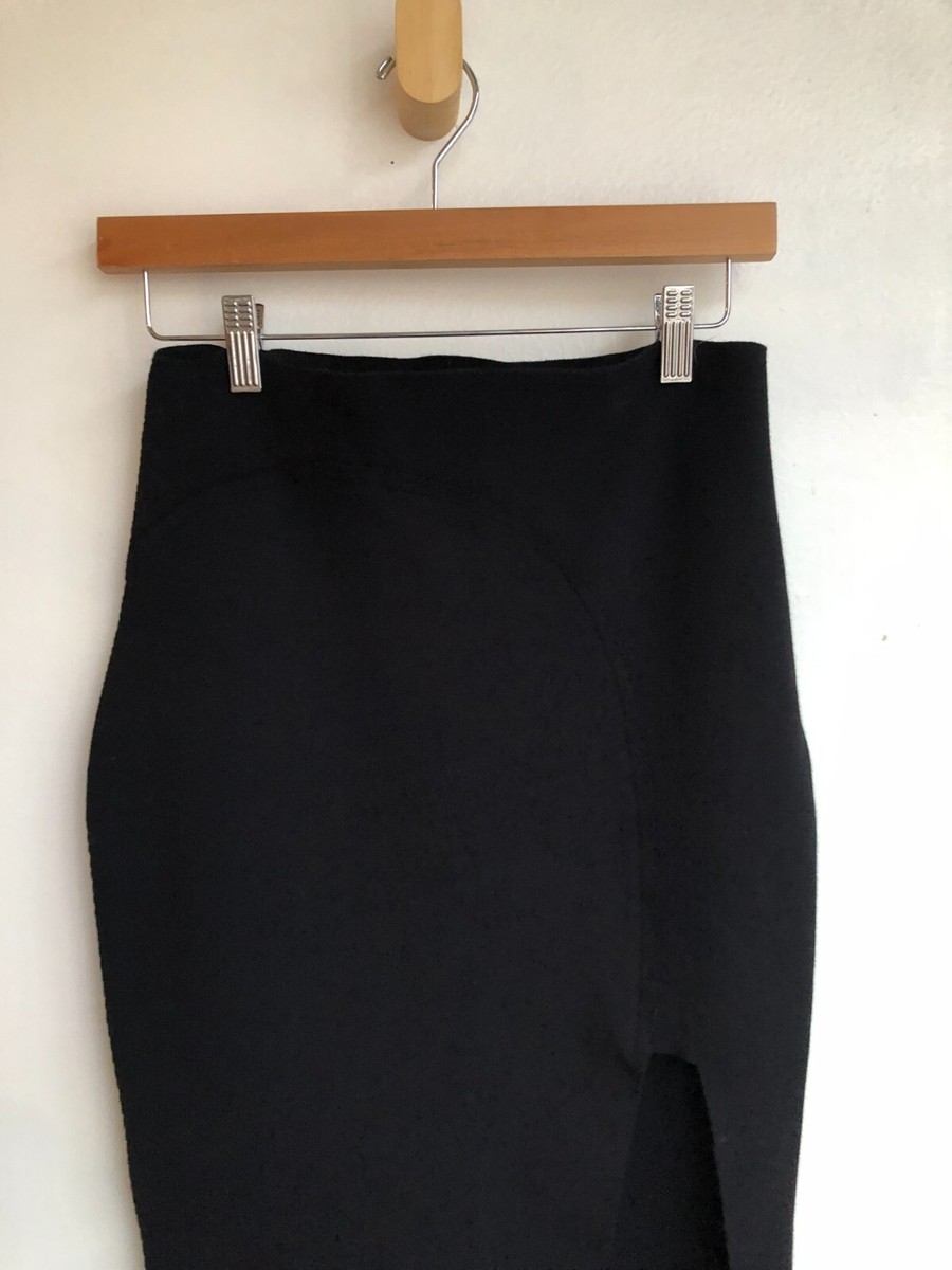 【送料&関税込】Rick Owens theresa Skirt RICK OWENS Theresa Black Panelled High Slit Stretch Fabric