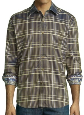 Robert Graham Gorbels Green Woven Classic Fit Shirt Size Small Orig $198