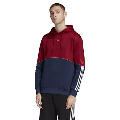 adidas ORIGINALS MEN'S OUTLINE HOODIE BURGUNDY NAVY TREFOIL