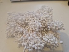 50-Pack Mini Double Heads Artificial Flower Stamen Pistil Textured White J