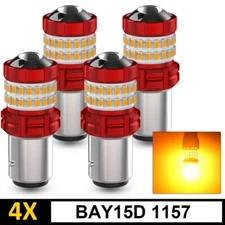 For Chevy GMC C/K1500 2500 Yukon 1157 7528 LED Turn Signal Light Bulbs 4x Amber 