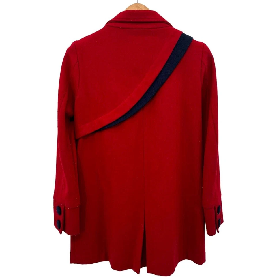 Abrigo Lux Anthropologie Rojo Manga Larga Mezcla Lana Abotonada Guisante Talla S Foto 2 de 4