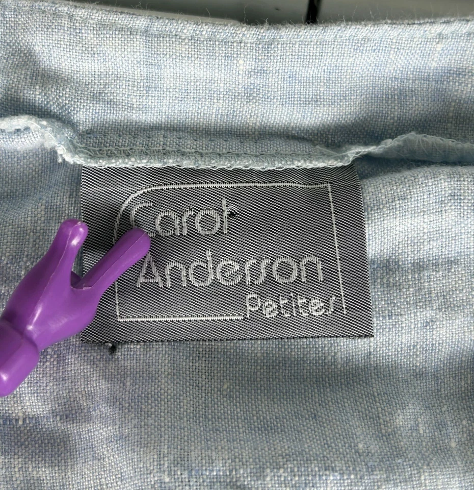 Conjunto de Vestido Carol Anderson Lino Cárdigan Mujer LP Petite Azul 2 Piezas Bordado Foto 3 de 4