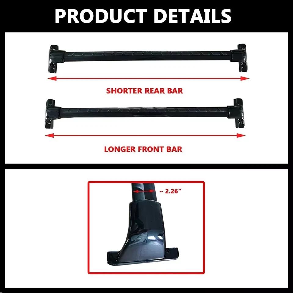 2pcs Black Crossbar Roof Rack Cross Bar for Infiniti QX60 2022-2025 accessories - Image 2 of 4