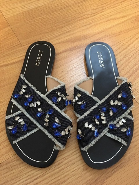 New J Crew Cyprus Jeweled Sandals Blue Sz 7 C1324 | eBay