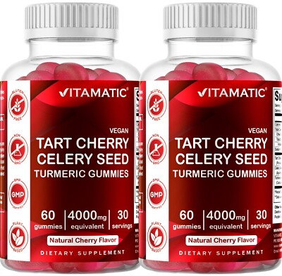 2 Pack Vitamatic Tart Cherry with Celery Seed Gummies - 4000mg Serving 120ct