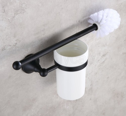 Black Oil Rubbed Bronze Wall Mounted Bathroom Toilet Brush Holder Set Kba858 - Picture 2 of 5