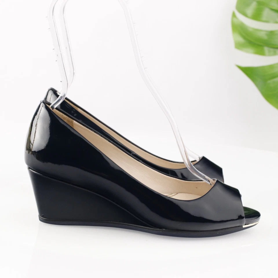 Zapato de vestir Cole Haan Grand Ambition para mujer talla 8 charol negro tacón de cuña Foto 3 de 4